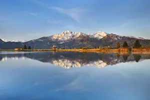 Mountain impression reflection of Herzogstand in Eichsee - Germany, Bavaria