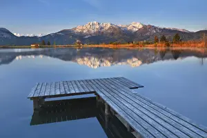 Mountain impression reflection of Herzogstand in Eichsee - Germany, Bavaria