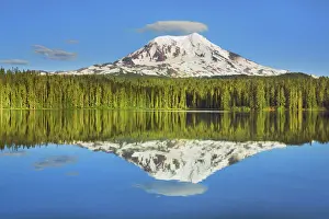 Cascade Range Prints: Mountain impression reflection of Mount Adams in Takhlakh Lake - USA, Washington