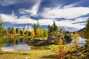 Adige Prints: Mountain lake Lago di Federa, Ampezzaner Dolomites, Dolomites