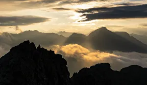 Ispiring Prints: Mountain landscape from italian Alps during a backlight sunrise