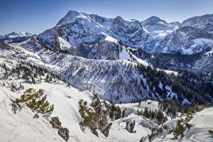 Mountain landscape at the Schneibsteinhaus (1, 670 m) as seen from Jenner, Upper Bavaria