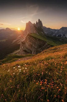Odle Prints: The mountain range of the Odle as seen from the Seceda. Val Gardena, Dolomites, Italy