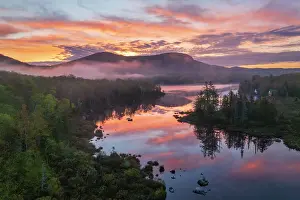 Michael Blanchette Prints: Mountain reflection from Turtlehead Pond at sunrise, Marshfield, Vermont, USA