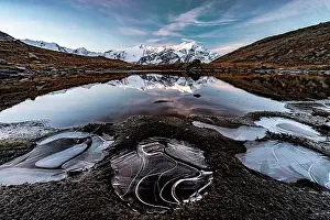 Valtellina Prints: Mountain reflections with icy shapes, Val Cedec, Valtellina, Lombardy, Italy