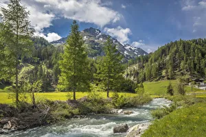 Mountain stream Kalserbach in Dorfer Tal valley at the entrance to Daberklamm, Kals am Groszglockner, East Tyrol, Tyrol Mountain stream Kalserbach in Dorfer Tal valley at the entrance to Daberklamm, Kals am Groszglockner, East Tyrol, Tyrol