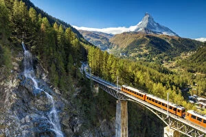 Images Dated 19th August 2019: Mountain Train & Matterhorn, Zermatt, Valais Region, Switzerland
