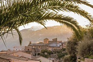South Prints: The mountain village of Fornalutx with a view of the Serra de Tramuntana