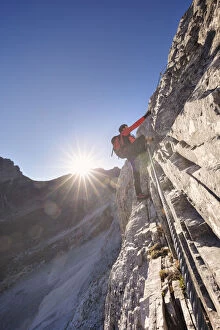 Adrenaline Gallery: Mountaineer along the via ferrata on the north side of mount Gr. Kinigat, Kartitsch