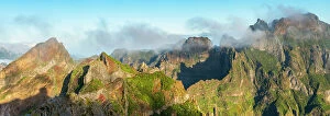 Images Dated 7th August 2023: Mountains around Pico do Arieiro peak at sunrise, Santana, Madeira, Portugal