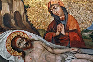 Volyn Oblast Prints: The Mourning over Christ (17 century), Volyn icon, museum, Lutsk, Volyn oblast, Ukraine