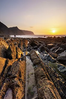 Celtic Sea Prints: Mouthmill beach and Bideford Bay and Hartland at sunset