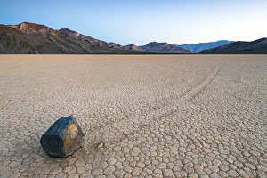 Moving boulders at Racetrack playa, Death Valley National park, California, USA