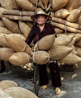 Bamboo Fish Traps Prints: Mr Luong Son Bac, legendary maker of traditional bamboo fish traps