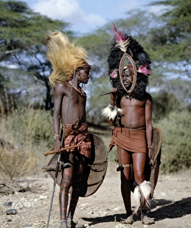 African Culture Gallery: Two Msai warriors in full regalia