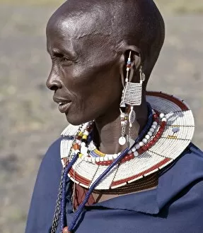 Tribal Jewelry Collection: A Msai woman in traditional attire