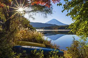 Mt. Fuji Reflecting in Lake Tanuki, Fujinomiya, Shizouka, Honshu, Japan