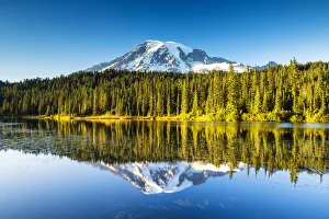 Mt. Rainier Reflecting in Reflection Lake, Mt. Rainier National Park, Washington, USA