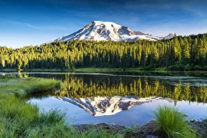 Pacific Northwest Prints: Mt. Rainier Reflecting in Reflection Lake, Mt. Rainier National Park, Washington, USA
