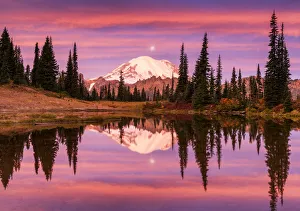 Tipsoo Lake Prints: Mt. Rainier Reflecting in Tipsoo Lake at Sunrise, Mt. Rainier National Park, Washington