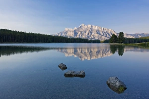 Albert A Prints: Mt. Rundle and Two Jack Lake