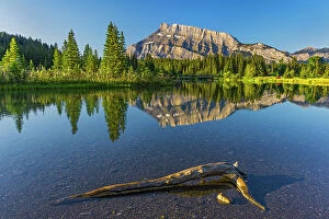 Q2 2023 Collection: Mt. Rundle reflected in Two Jack Lake at sunrise, Banff National Park, Alberta, Canada