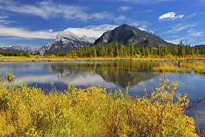 Vermillion Lake Prints: Mt. Rundle reflected in Vermillion Lake in autumn, Banff National Park, Alberta, Canada