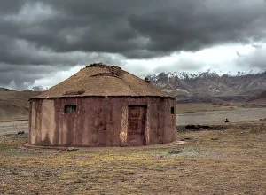Tian Shan Prints: Mud house, road from Kashgar to Torugart pass, Kizilsu Prefecture, Xinjiang Uyghur
