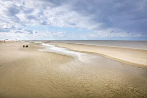Mudflat landscape on the beach of St. Peter-Ording, North Friesland, Schleswig-Holstein