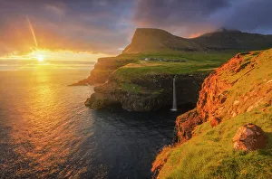 North Sea Prints: Mulafossur waterfall. Gasadalur, Vagar, Faroe Islands