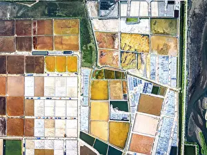 Salt Pond Prints: Multicolored patterns of evaporation salt ponds, Hon Khoi, Khanh Hoa province, Vietnam
