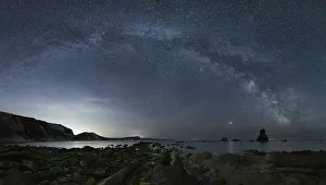 Mupe Bay at night with Milky Way, Isle of Purbeck, Jurassic Coast World Heritage Site