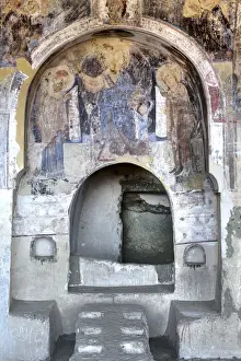 Caves Prints: Mural painting (13th century), David Gareja monastery, Kakheti, Georgia