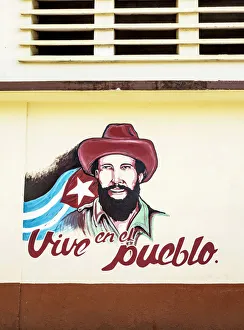Revolution Prints: Mural painting with Camilo Cienfuegos, Santiago de Cuba, Santiago de Cuba Province, Cuba