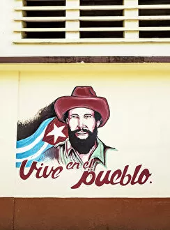 Mural Gallery: Mural painting with Camilo Cienfuegos, Santiago de Cuba, Santiago de Cuba Province, Cuba