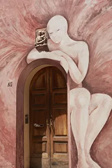 Artistic Gallery: Mural painting on the wall of a house in the medieval village of Dozza, Bologna province