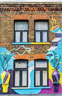 Images Dated 20th July 2022: Murals on windows, Lambeth, London, England, UK
