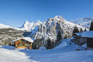 Images Dated 13th March 2019: Mürren, Berner Oberland, canton of Bern, Switzerland. The village with Eiger