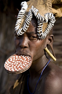 Ethiopia Prints: Mursi woman with clay lip plate