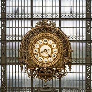Inside Prints: Musee d Orsay, giant ornamental clock, Paris, France