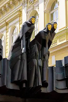 Figure Prints: The Three Muses Statue at the National Drama Theatre, Vilnius, Lithuania