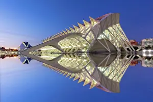Sciences Prints: The Museu de les Ciencies (Science Museum) reflecting in a pool