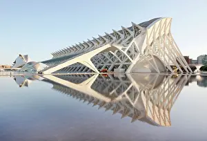 Sciences Prints: The Museu de les Ciencies (Science Museum) reflecting in a pool