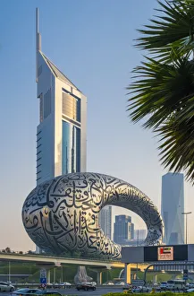 Images Dated 11th November 2021: Museum Of The Future, Emirates Towers & Sheikh Zayad Road, Dubai, United Arab Emirates