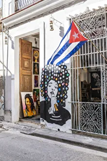 Street Art Prints: A music store in La Habana Vieja (Old Town), Havana, Cuba