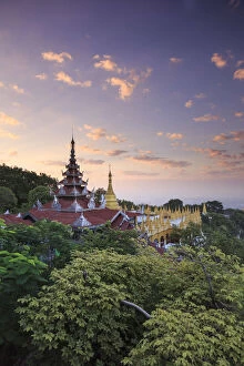 Images Dated 10th August 2015: Myanmar (Burma), Mandalay, Mandalay Hill, view of city and surrounding landscape at dawn