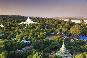 Images Dated 10th August 2015: Myanmar (Burma), Mandalay, view of Mingun and surrounding landscapes from the top