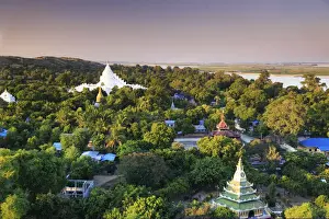 Myanmar (Burma), Mandalay, view of Mingun and surrounding landscapes from the top