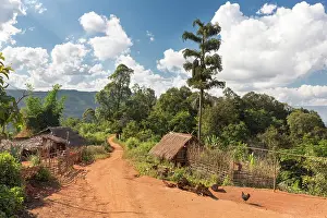South East Prints: Myanmar, Burma, Shan, Keng Tung, Village near Keng Tung