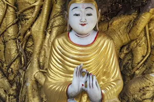 Images Dated 28th February 2013: Myanmar (Burma), Yangon, Sule Pagoda, Buddha Statue